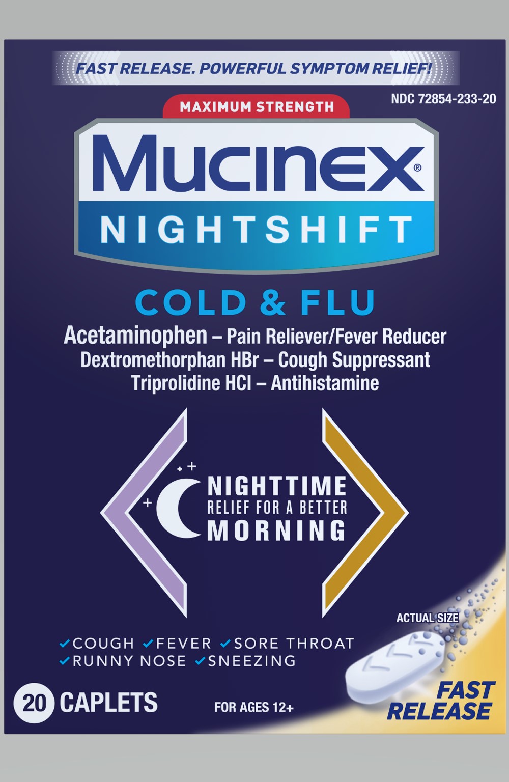 MUCINEX Nightshift Cold  Flu  Caplets 